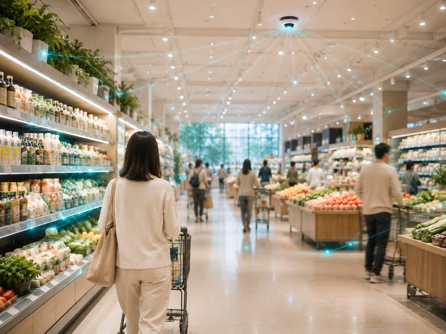 Entorno de retail de alimentación y supermercado con la capa de inteligencia de Bon al descubierto