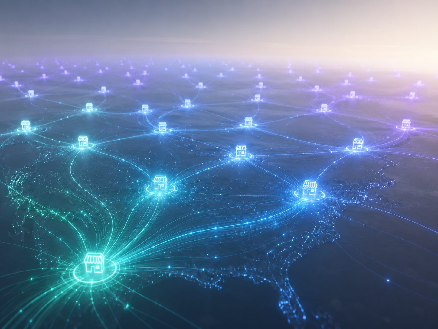 Una rete connessa di punti vendita in una regione — Bon che scala da un negozio a mille